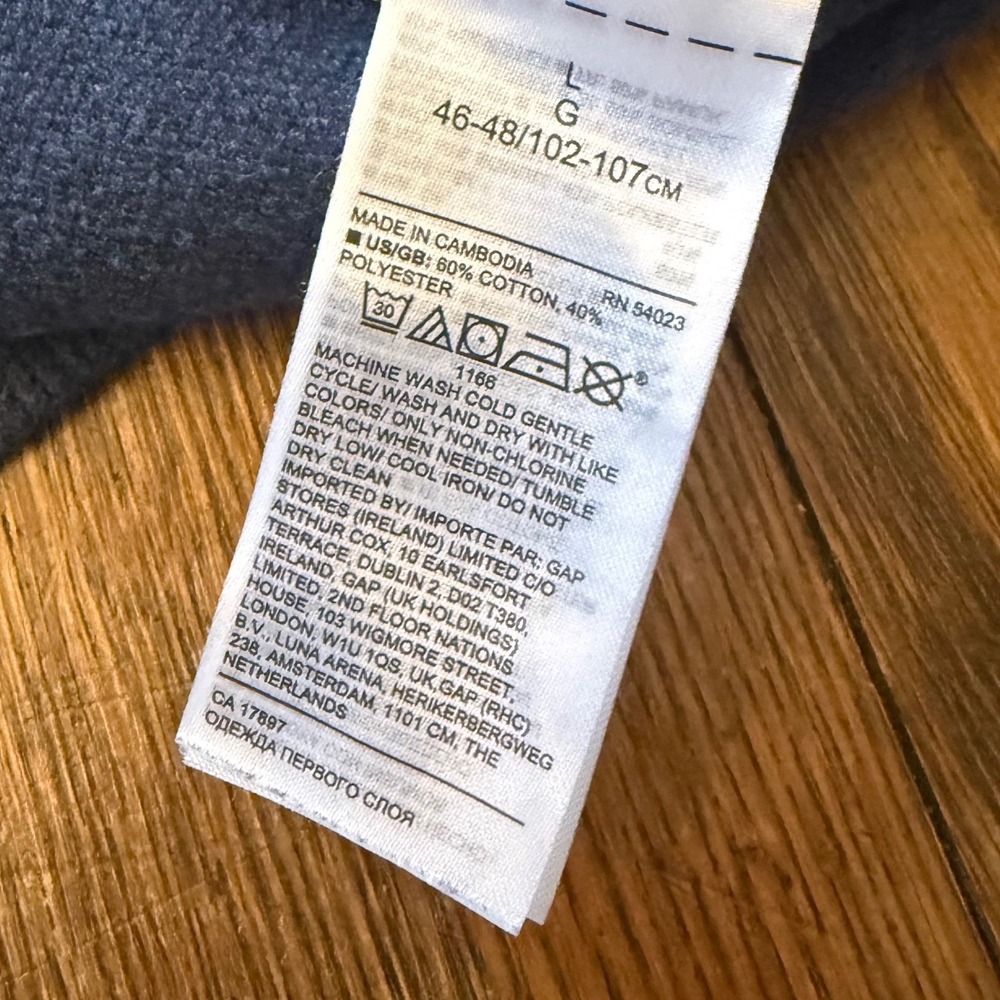 Banana Republic Mens Waffle Knit Hoodie Navy Blue Raglan Pullover Sweater Large - Picture 7 of 7